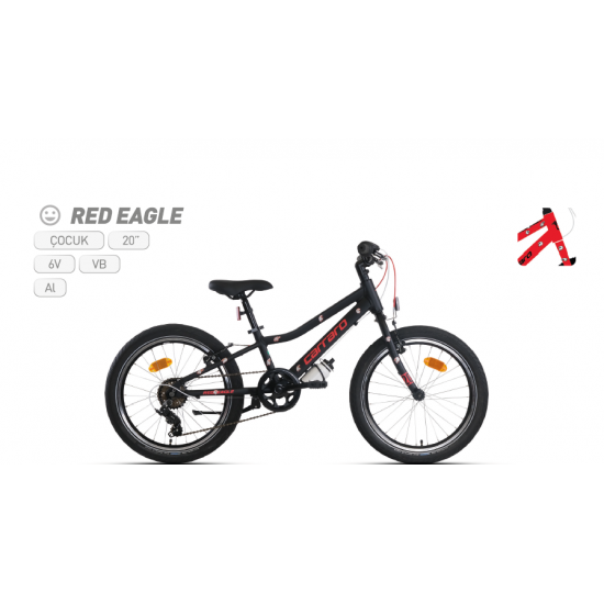 RED EAGLE 20 6-V VB 20"  KIRMIZI-SIYAH 20 JANT ÇOCUK BİSİKLETİ