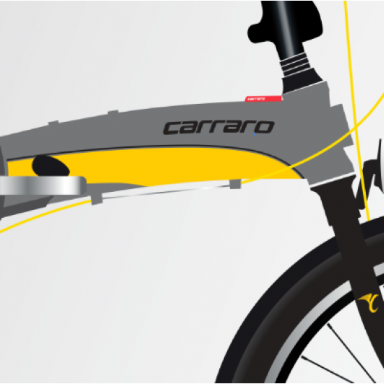 CARRARO FLEXI 116V 20" 16-V VB MAT KÜL GRİ-SİYAH-SARI KATLANIR BİSİKLET