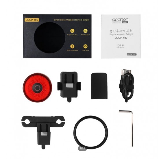 LOOP-100 Gaciron Akıllı Fren Bisiklet Arka Lambası