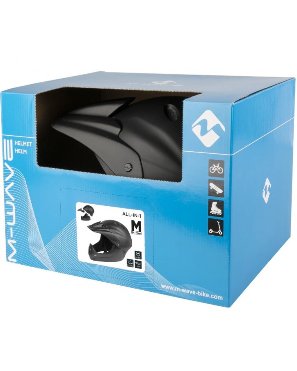 M-Wave All-In-1 Fullface Downhill Bisiklet Kaskı Mat Siyah 