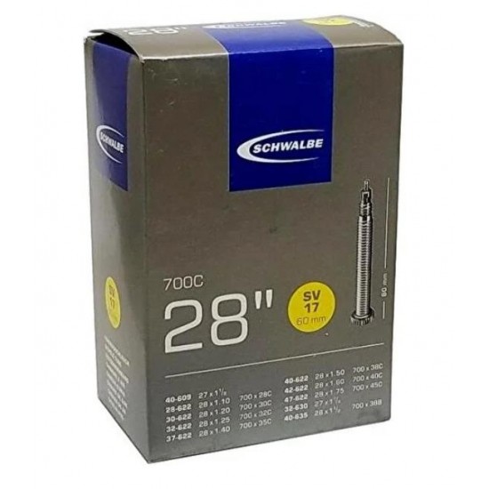 SCHWALBE İÇ LASTİK 28" 700X28/47 SV17 40MM İNCE SİBOP SCHWALBE İÇ LASTİK 28" 700X28/47 SV17 40MM İNCE SİBOP